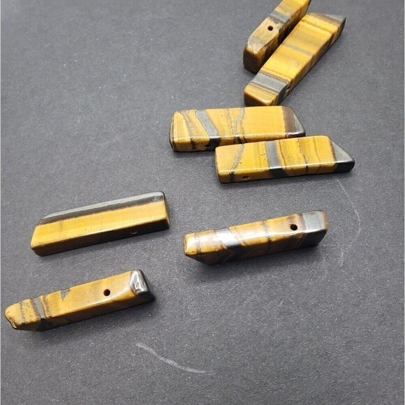 Tigers Eye Necklace Jewelry Making Pieces Charms with Holes - Picture 1 of 4